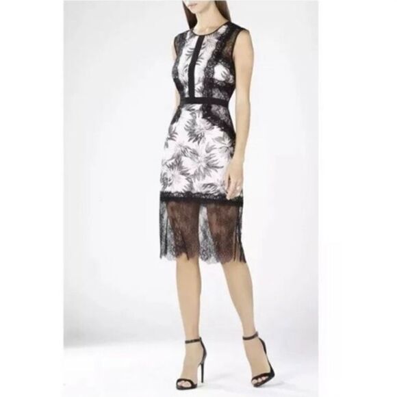 Bcbg Max Azria Shawna Sleeveless Lace Applique Mini Dress Women’s Size 0 Elegant - Picture 2 of 15
